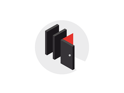 Website Illustration idea for coaching black domino door illustration red white