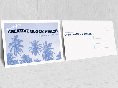 Creative Block Beach Postcard 3d beach branding card design flat graphic design illustration logo minimal mockup post print redesigned typography vector