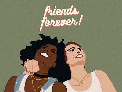 Friends Forever animeart branding design digital illustration girl illustration illustration illustrator logo