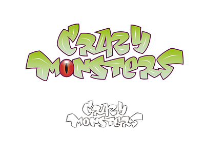 Crazy Monsters branding lettering logo monster packaging vector