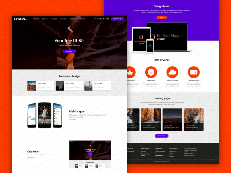 [PSD&Sketch] Free UI Kit by Perfect Shapes Project download free freebie freepsd page psproject template uikit web