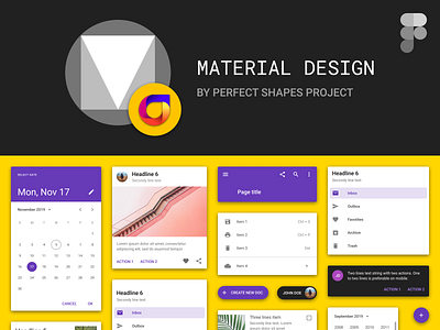 Free Material Design Kit For Figma by Perfect Shapes Project android components design system desktop figma free interface material design psproject styles tablet ui kit web