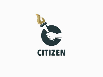 Citizen c citizen democracy fire fist flame hand letter light logo torch