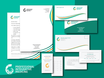 Professional Integrative Medicine card envelope golden letterhead medicine ratio spiral stationary