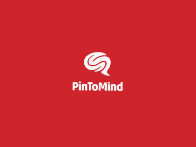 Pin To Mind brain bubble logo memory mind note pin point shape speech talk