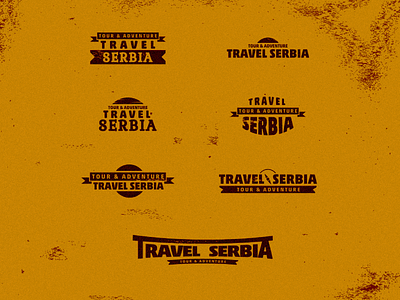 Travel Serbia adventure explore letter logo mountain nature ribbon serbia sun tour tourism travel