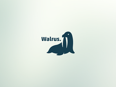 Walrus animal color ink logo negative pole single space tooth tusk walrus