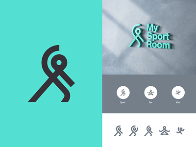 MySportRoom active fitness line linework logo sport yoga