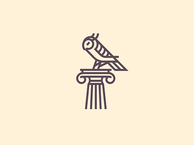 ancient owl ancient animal bird column greek history illustration line lineout logo nature owl