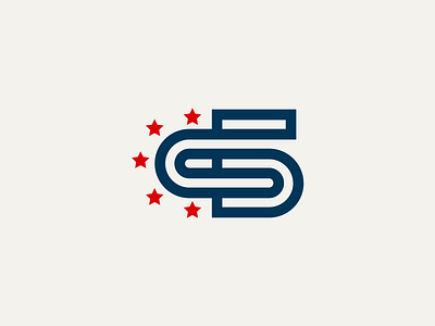 C5 america c5 flag letter logo monogram