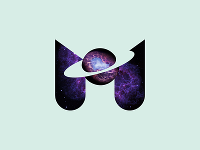 planet M letter logo m planet shape space symbol
