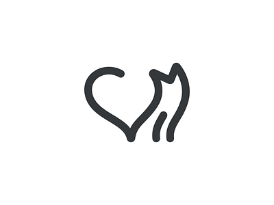 Cat <3 abstract cat drawing heartmanimal illustration line lineout logo love pet shape symbol