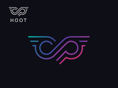 HOOT bird club eye hoot icon logo neon night owl simple symbol