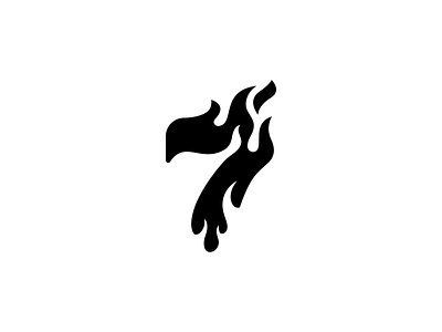 7 7 black fire flame icon logo seven symbol