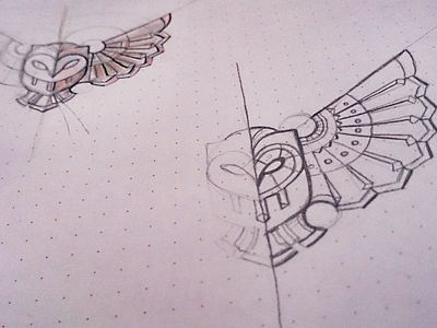 Owl Sketch animal bird illustration logo owl paper pen sketch steampunk