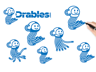Drables mascot animal arm bot cable drables helmet icon logo mascot octopus robot tentacle