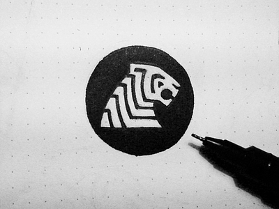 Tiger Circle Sketch animal beast circle head logo pen skecth software techy tiger