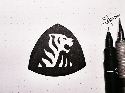 Tiger Sketch triangle animal beast head logo pen skecth software techy tiger triangle