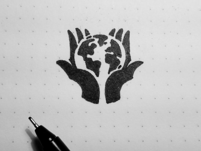 Hand Globe care globe hand logo nature negative sketch space symbol world