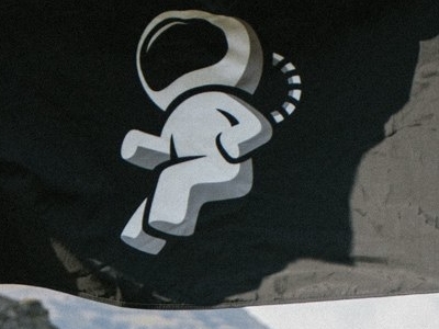 Moonbase flag astro astronaut base cosmos explore flag logo moon print space star travel