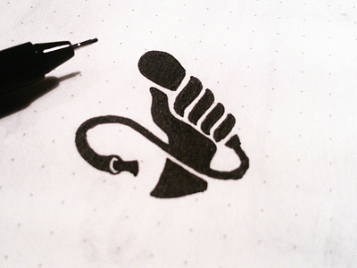 Mic hand logo mic microphone music negative simple sketch sound space