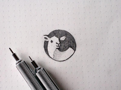 Lamb animal circle cute icon lamb logo negative pencil sheep sketch space