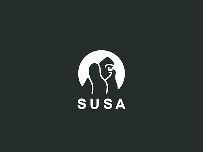 Susa ventures final animal ape circle gorilla logo monkey negative simple space