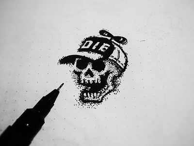 Die 1 cap die dot draw drawing ink logo sketch sketchbook skull