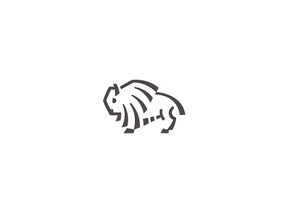 Buffalo animal bison buffalo line logo mark negative simple space