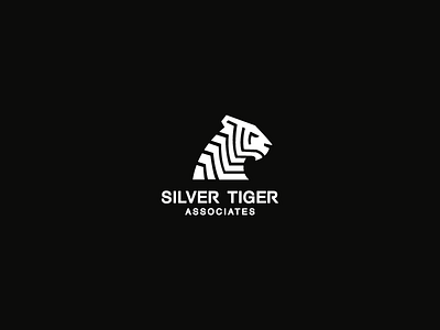Silver Tiger 1 animal circle logo negative silver space stripes tiger