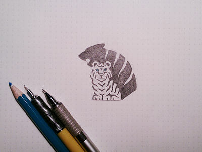 Tiger Shadow Sketch animal logo negative paper shadow space tiger