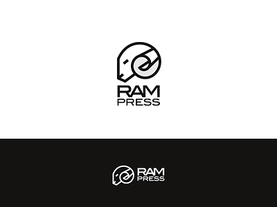 Ram Press animal black line logo news paper press ram