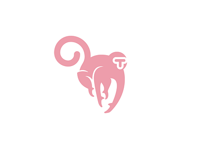 T - monkey animal ape logo monkey negative space t