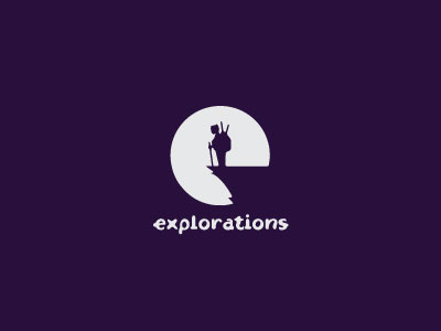 Explorations camp explorations explore explorer exploring logo logo design moon nature negative space outdoor simple white
