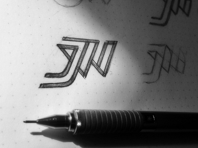 JW branding concept j letter lineout logo monogram process sketch w