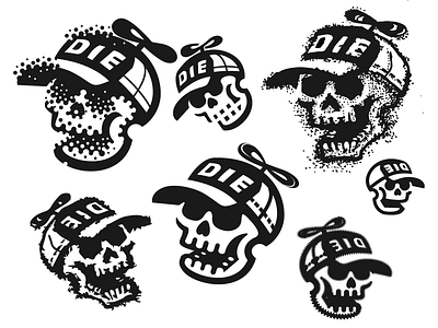 Die Skull black bones boy death die dude hat illustration ink logo skull sticker