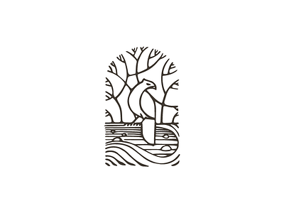 Nature bird hawk illustration lineout logo monochrome nature river tree