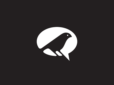 Birdy animal bird bubble icon logo negative social space sparrow speach talk weaver