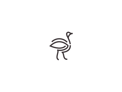 Ostrich animal bird line lineout logo ostrich