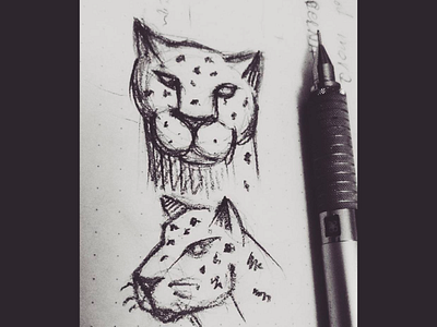 Big Cats animal big cats dots drawing jaguar leopard paper pencil sketch