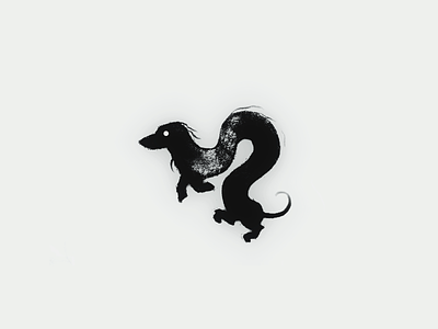 Dachshund animal black creature dachshund dog dragon illustartion ink