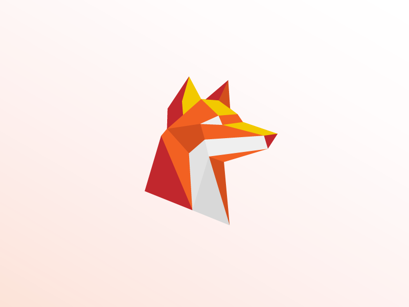 low poly fox head from a side 