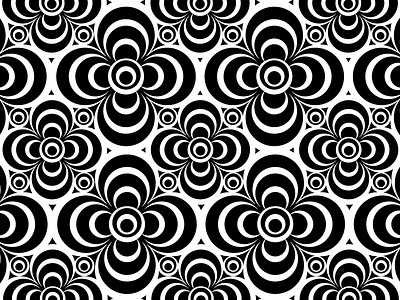 Flowers pattern black circle flower geometric hypno pattern