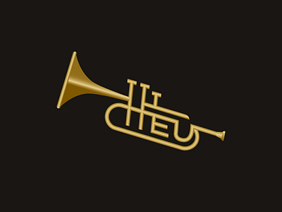 Hey 1 gradient hey instrument jazz logo music trumpet type