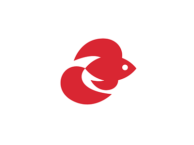 Red Fish animal fin fish icon logo red shape water
