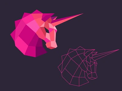 Unicorn animal geometric horse icon logo low poly shape unicorn