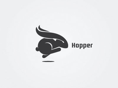 Hopper 1 animal black ear eye fast hopper jump logo negative rabbit run sprint
