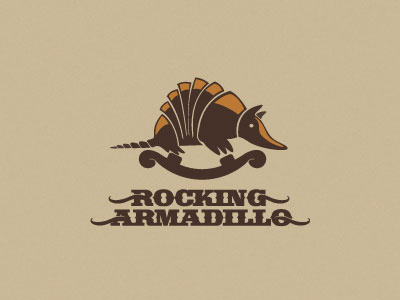 Rocking Armadillo animal armadillo brown chai lettering logo ranch rocking s steva tail texas