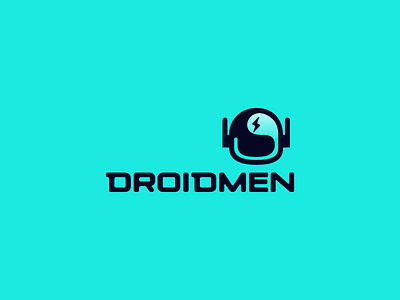 Droidmen app bot droid helmet logo robot thunder