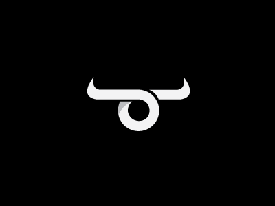 Bull abstract animal bull circle curve eye head horn logo s shape simple spike stevan symbol white